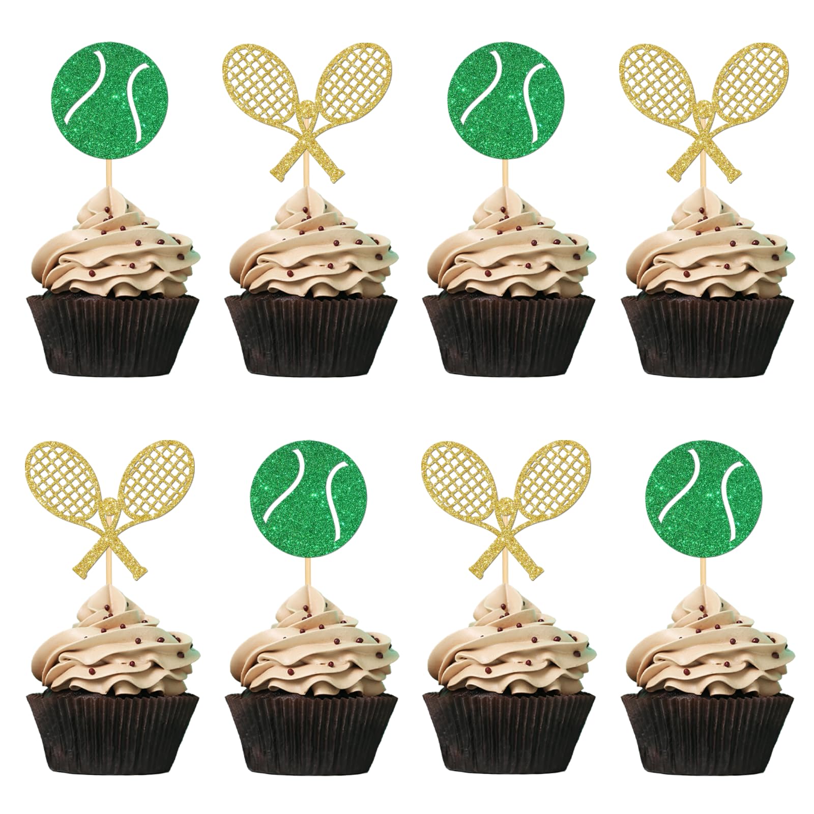ShuanQ Tennis Cupcake Toppers - Sports Theme Birthday Baby Shower Cupcake Picks for Men Women - Kids Boys Girls Favors Teenis Cupcake Decor