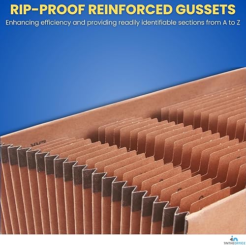 Miniatura 5 de 1InTheOffice Organizador de carpetas de archivos expansibles, carpeta de acordeón con solapa, organizador de archivos A-Z, tamaño carta, marrón