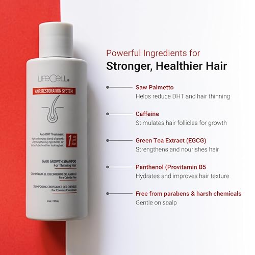 Miniatura 9 de LifeCell Sistema de restauración del cabello para mujeres 2% - Tratamiento para el crecimiento del cabello con minoxidil, champú y acondicionador