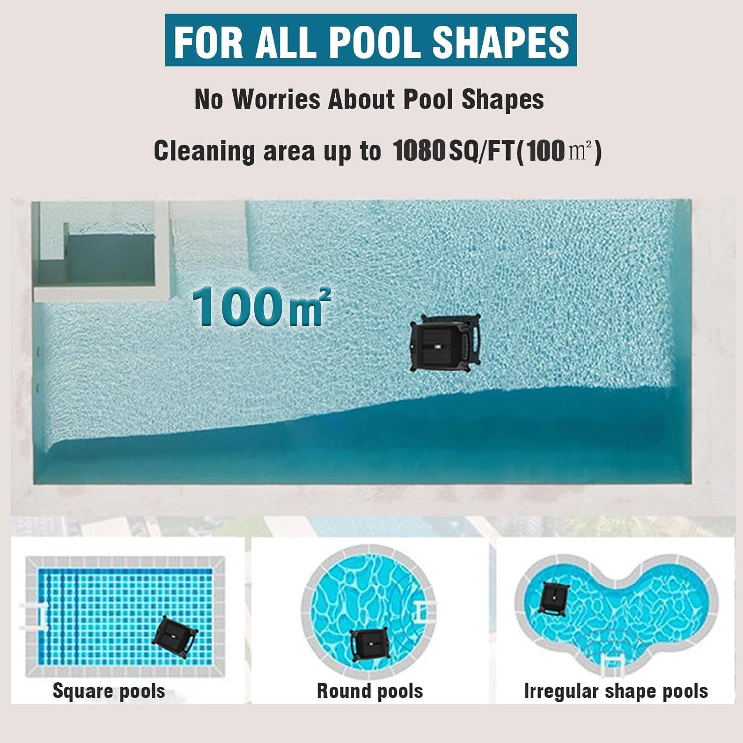 Écumoire de piscine robotique solaire avec double puissance, évite les obstacles, autonomie de 5 h pour un nettoyage efficace de la piscine