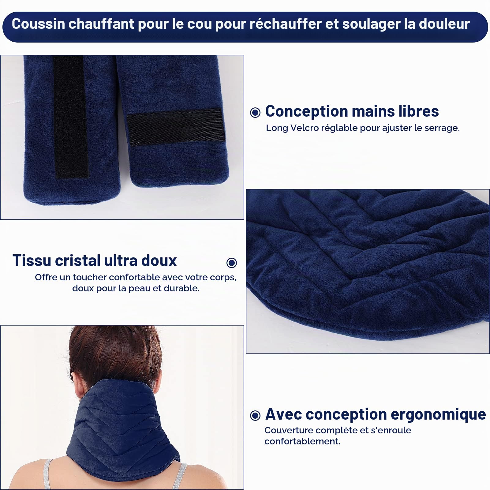 JOBYNA Coussin Chauffant Cervicales Électrique, Coussin de Thermothérapie pour Soulager la Douleur, Chauffage en 5 Secondes, 30℃ à 70℃, Lavable en Machine, Affichage Numérique