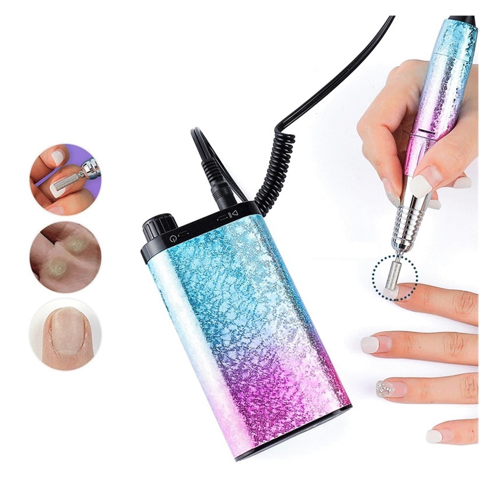 Lima elettrica per unghie 35000 RPM Wireless Nail Drill Machine Portable Nail Master Rimozione veloce delle unghie Forte Manicure Pedicure Lucidatura Fresa Lima precisa(Pink)