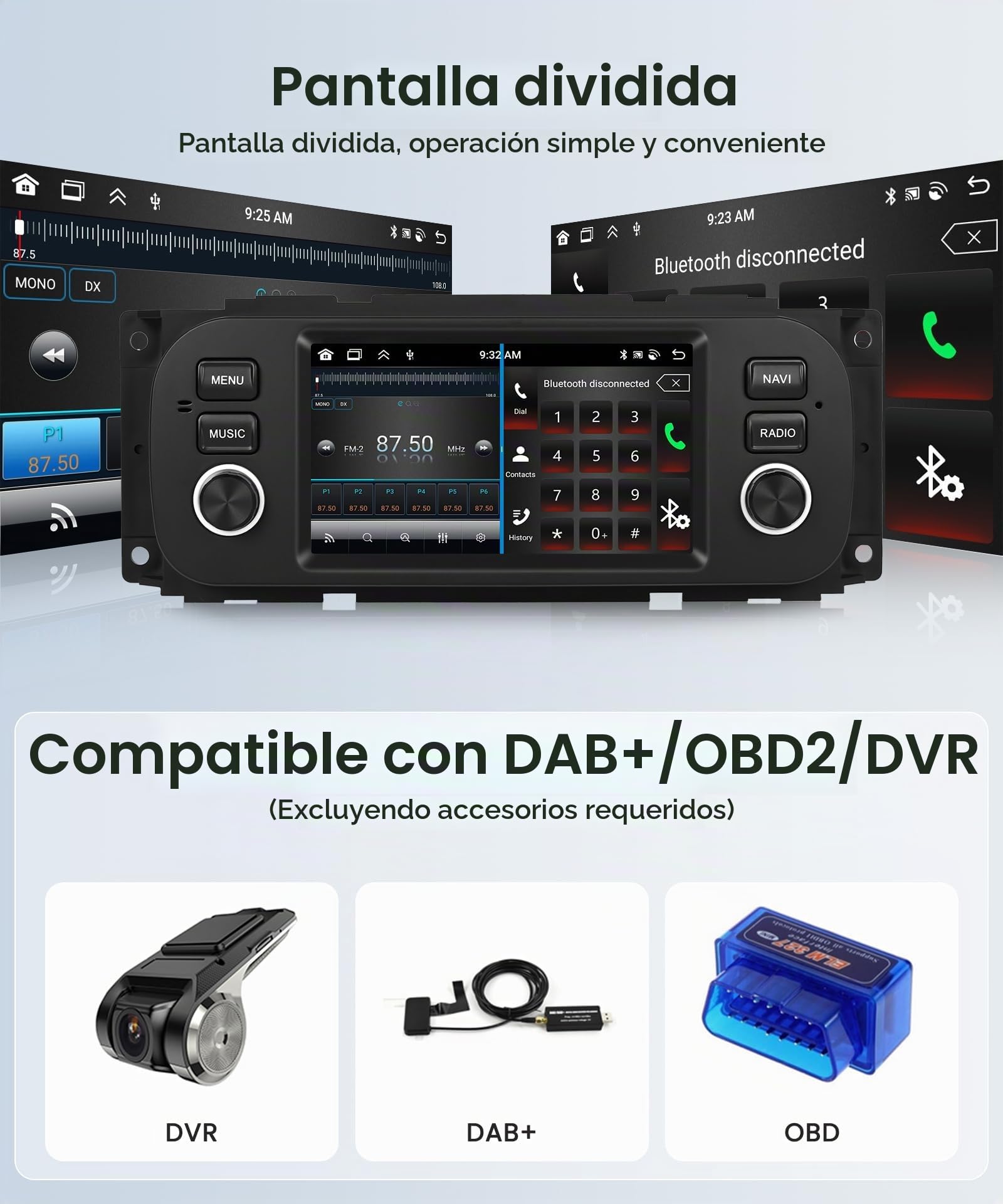 64G Wireless Carplay Android Radio de Coche para Jeep Grand Cherokee Wrangler Liberty Chrysler Grand Voyager 300M PT Cruiser RAM 1500 2500 5 Pulgadas Radio Android Auto Navi GPS WiFi Bluetooth FM/RDS