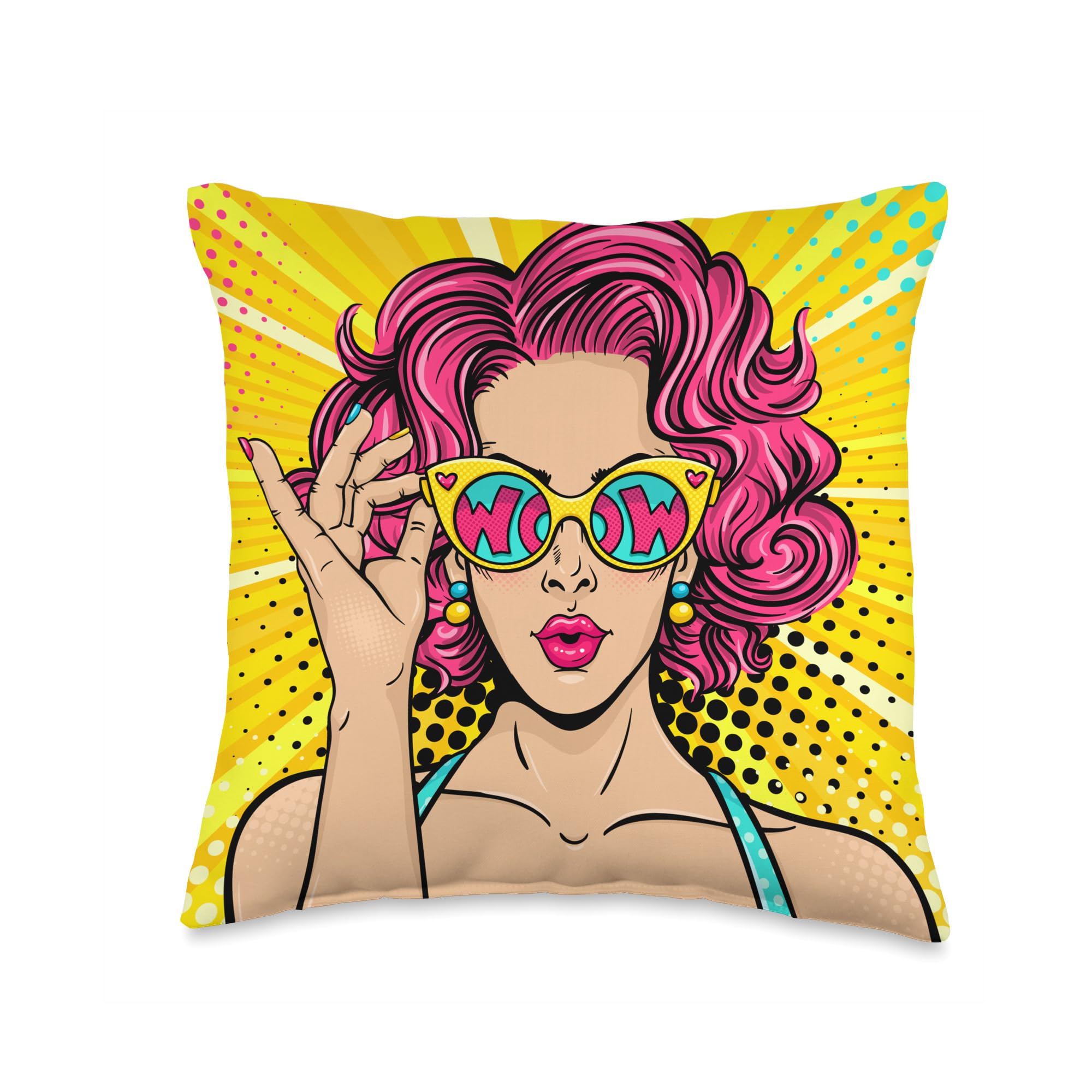Girl Wow Roy Lichtenstein-Inspired Pillow Throw Pillow