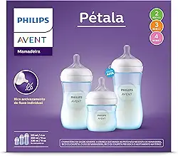 Philips Avent Kit de Mamadeira Pétala, 125ml bico fluxo-lento, 260ml bico fluxo-médio, 330ml bico fluxo-rápido, Azul SCD838/29