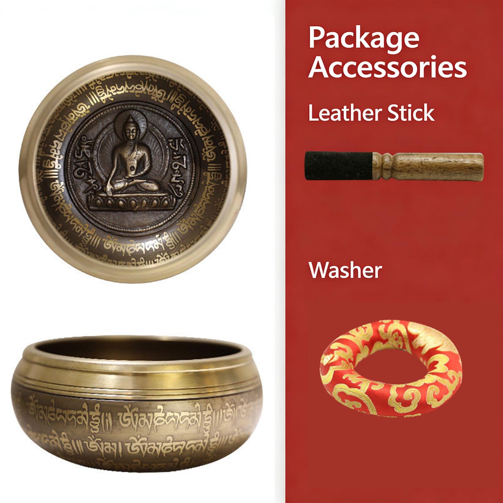 Set di campane tibetane, 11 cm, martellata a mano, in rame, ornamento per meditazione e pulizia delle orecchie