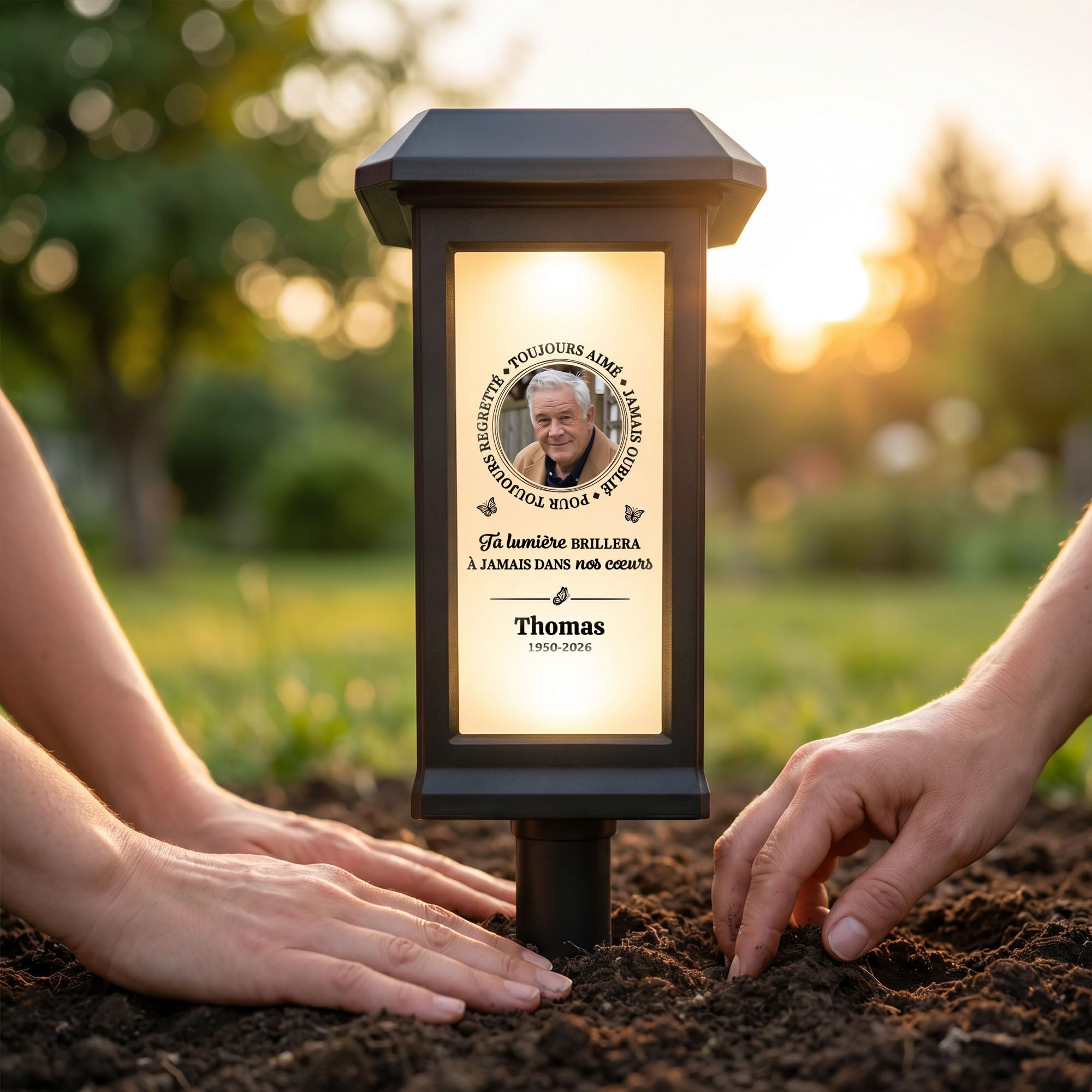 callie Personalised Memorial Solar Light for Grave, Waterproof Butterfly Garden Lamp with Photo Name Year, Sympathy Gift