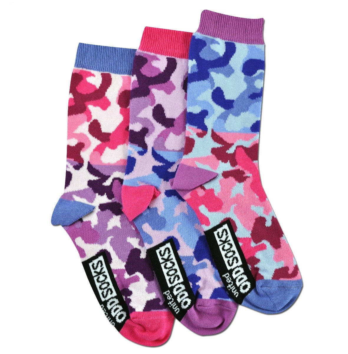 United Oddsocks Girls Camo - 3 Oddsocks For - Multicoloured, Uk 12- 5.5 Eur 30.5 - 39 Us 1-8