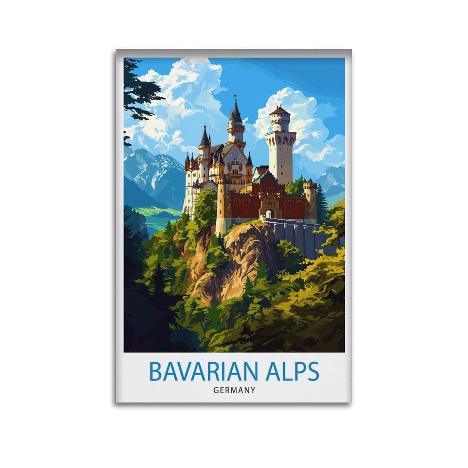Bavarian Alps Germany Scenic Mountain Landscape German Alpine Neuschwanstein Castle View Hiking_5 Canvas Poster Wall Art Prints Room Aesthetic Murals Bedroom And Living Decorations 20x30inch(50x75cm)