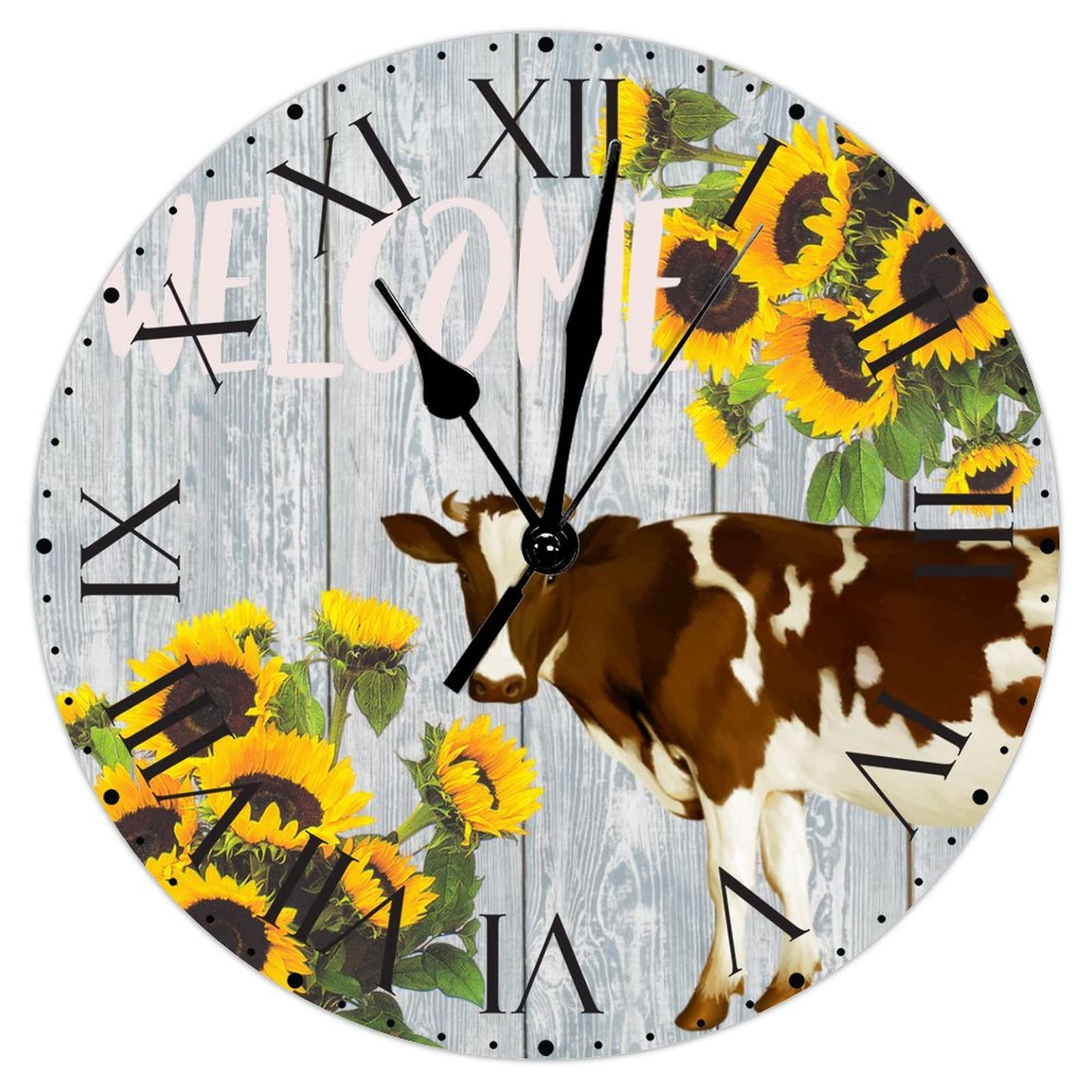 Grande horloge murale PVC 30,5 cm silencieuse à chiffres romains