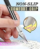 Vista 4 de DIYSELF Cuchillo para manualidades con 10 cuchillas adicionales #11, juego de cuchillos de precisión con regla de acero, cuchillo Exacto