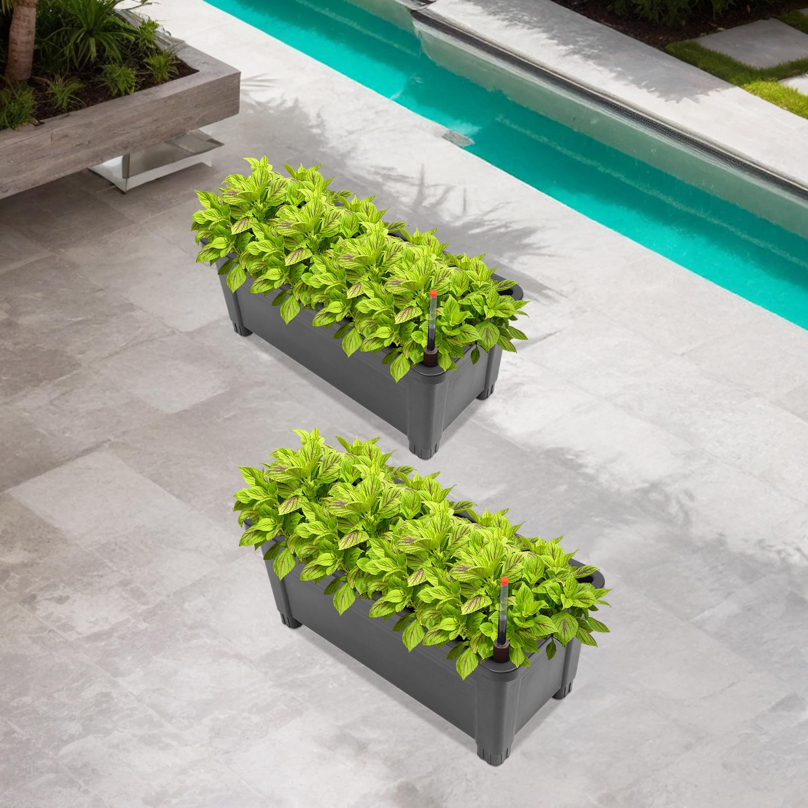 Jardinière surélevée pour l'extérieur, 2 lits de jardin surélevés, jardinières rectangulaires, pieds amovibles, idéal pour la culture de légumes, fruits, herbes aromatiques, 75 x 34,5 x 65,5 cm (noir)
