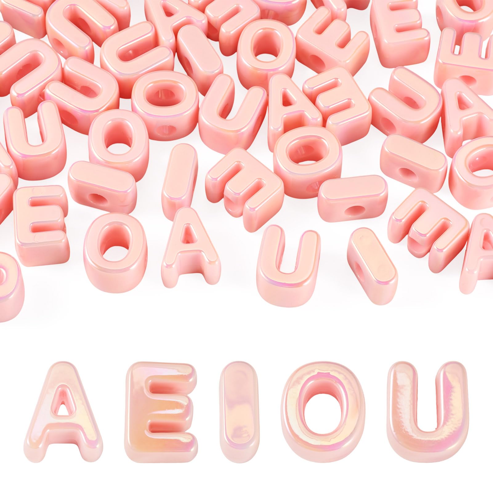 Craftora 50pcs Vowel Letter Beads A/E/I/O/U Initial Bead
