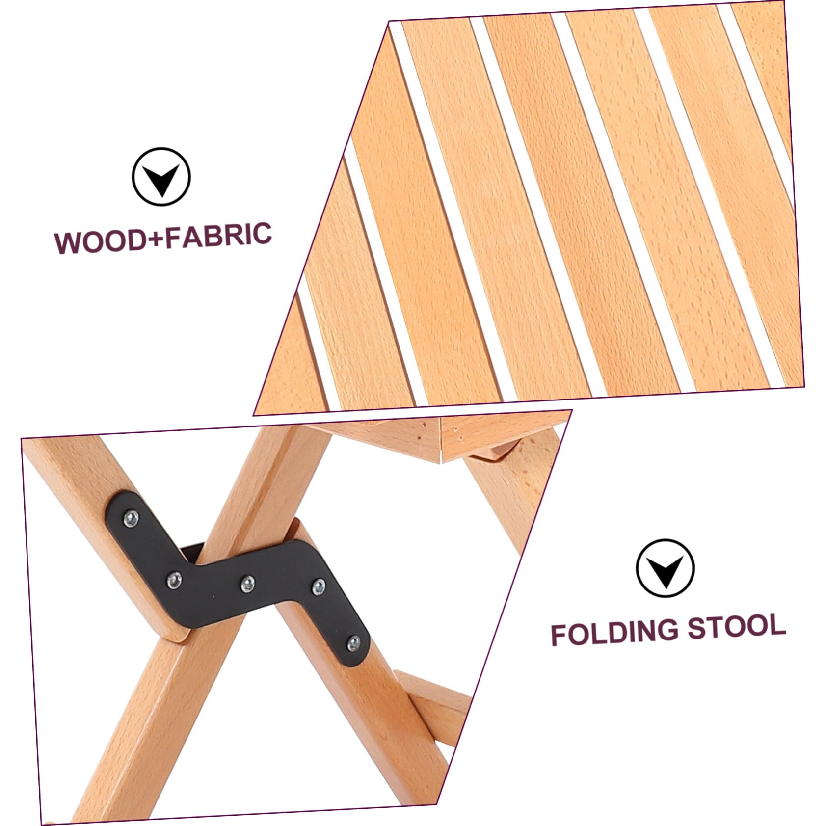 Veemoon Tabouret de Camping Pliant Tabouret Pliable Ultra-léger en Bois et Toile pour Voyage et Randonnée
