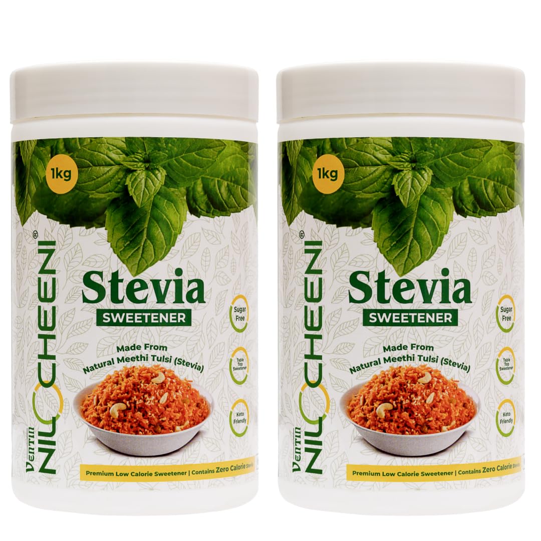 NiloCheeni Stevia 100% Natural Sweetener | Sugar Free | Zero Calorie | Diabetic Friendly | Vegan & Keto Friendly | Calorie Free Powder Jar For Diet and Health Management | 1 Kg Jar (Pack of 2) (B0D6YWX98Q) Amazon Price History, Amazon Price Tracker