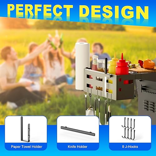 Miniatura 6 de Organizador de parrilla para parrilla Blackstone de 28 pulgadas36 pulgadas, caja de almacenamiento de accesorios para parrilla de barbacoa que