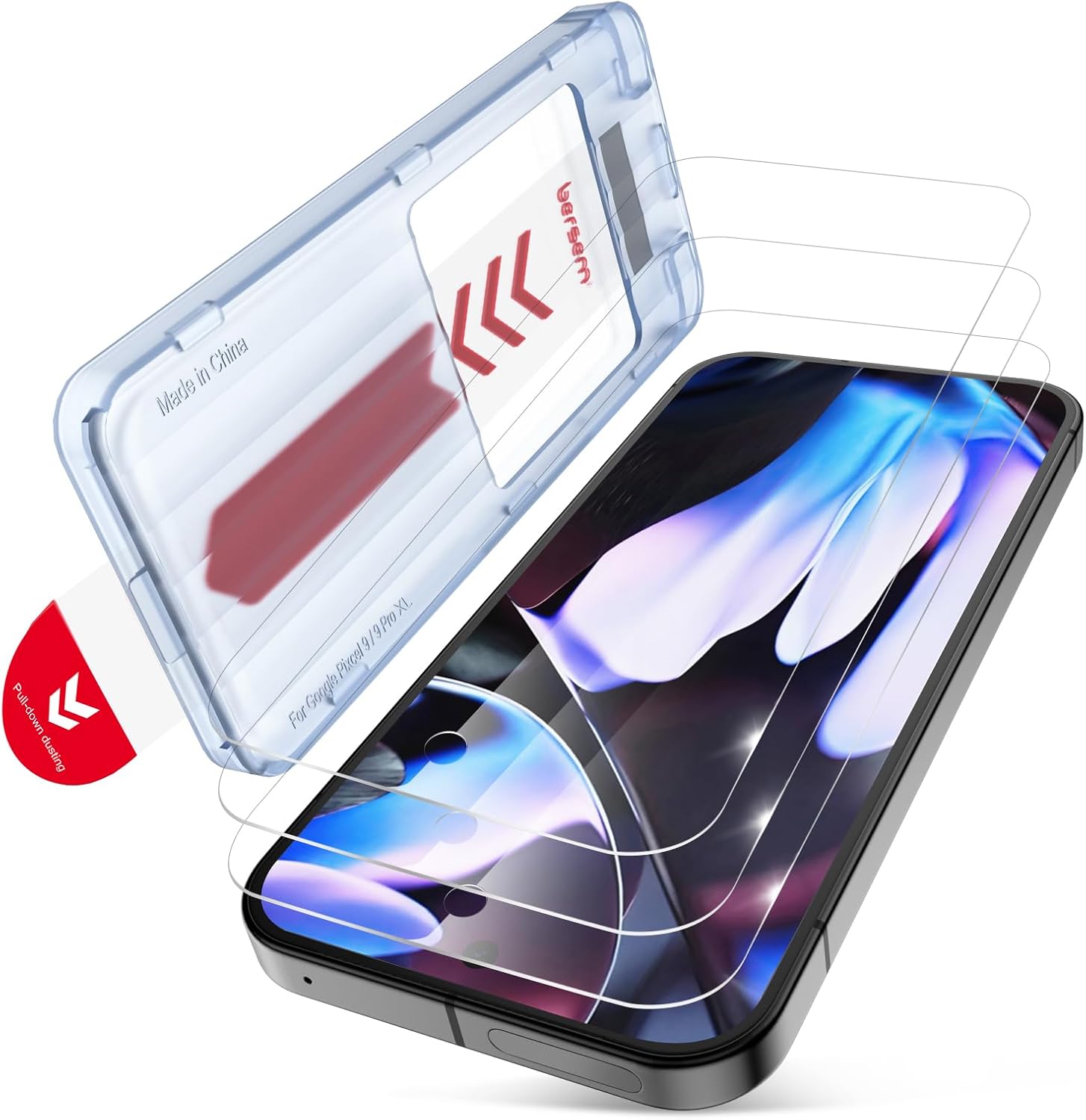 Product image of BERSEM 3 Pack for Google Pixel 10 Pro XL/Pixel 9 Pro XL Screen Protector, 9H+ Tempered Glass Film with Customized Installation Tray, Fingerprint Unlock, Military Grade Shatterproof, HD Clear, Scratch Resistant