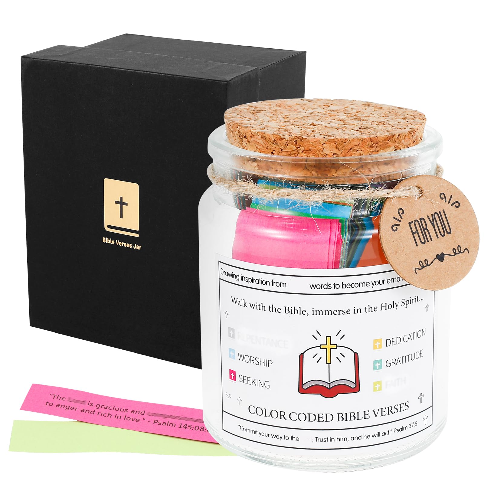 Bible Verses in a Jar, Read Me When Bible Verse Jar for Relaxing Emotions and Feelings, Reusable Blessings Jars Elegant Prayer Hope Jars with Greeting Card Inspired (style 2)