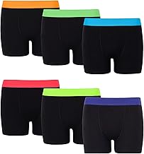 6/12 X Boys Boxer Shorts Assorted Colours Cotton Boy Shorts for Kids 5-16 Years, Elasticated Waistband Boxer Shorts Boys Underwear