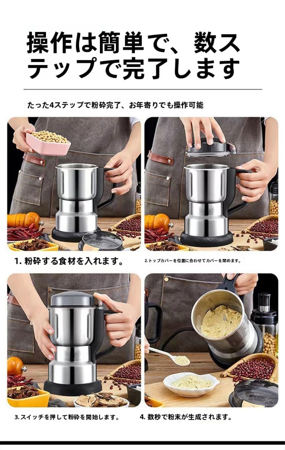 Amazon.co.jp: Zxyler 製粉機 製粉器 電動コーヒーグラインダーミル