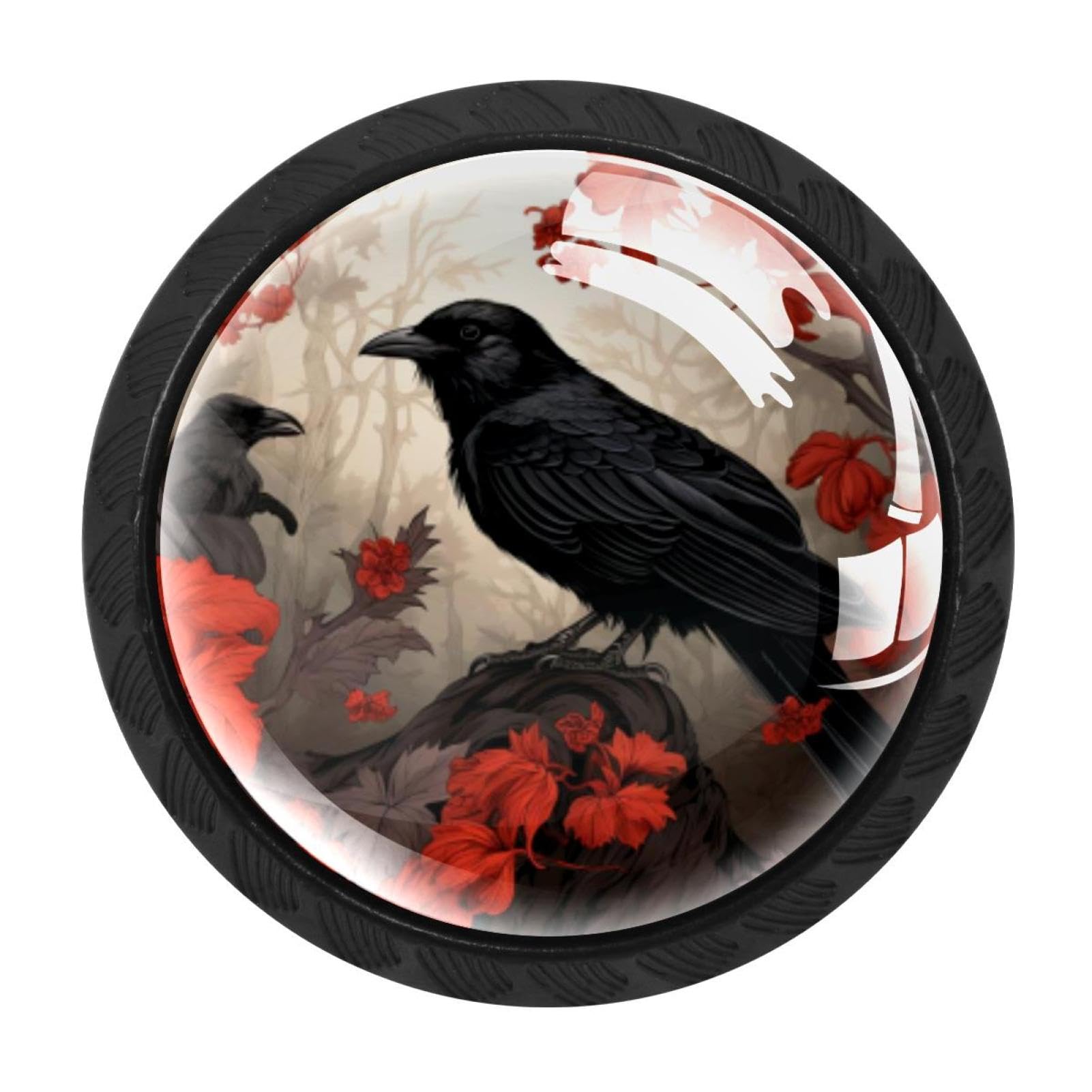 Chenzzzz Multicolored 02 4 Pack Cabinet Handles Black Crow Cabinet Knobs Draw