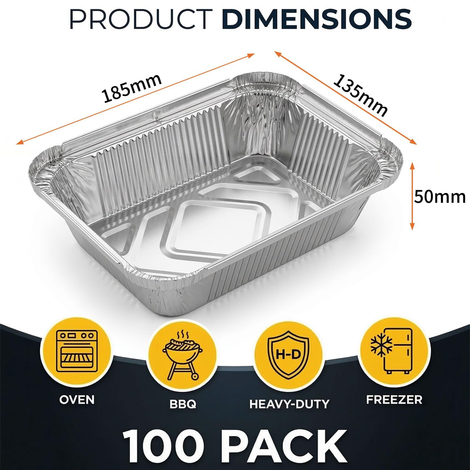 100er Set Aluschalen mit Deckel 700ml - Premium Alu Grillschalen & Einwegschalen - Ideal als Auflaufform mit Deckel für Backofen, BBQ Grill, Gefrierschrank & Batch Cooking