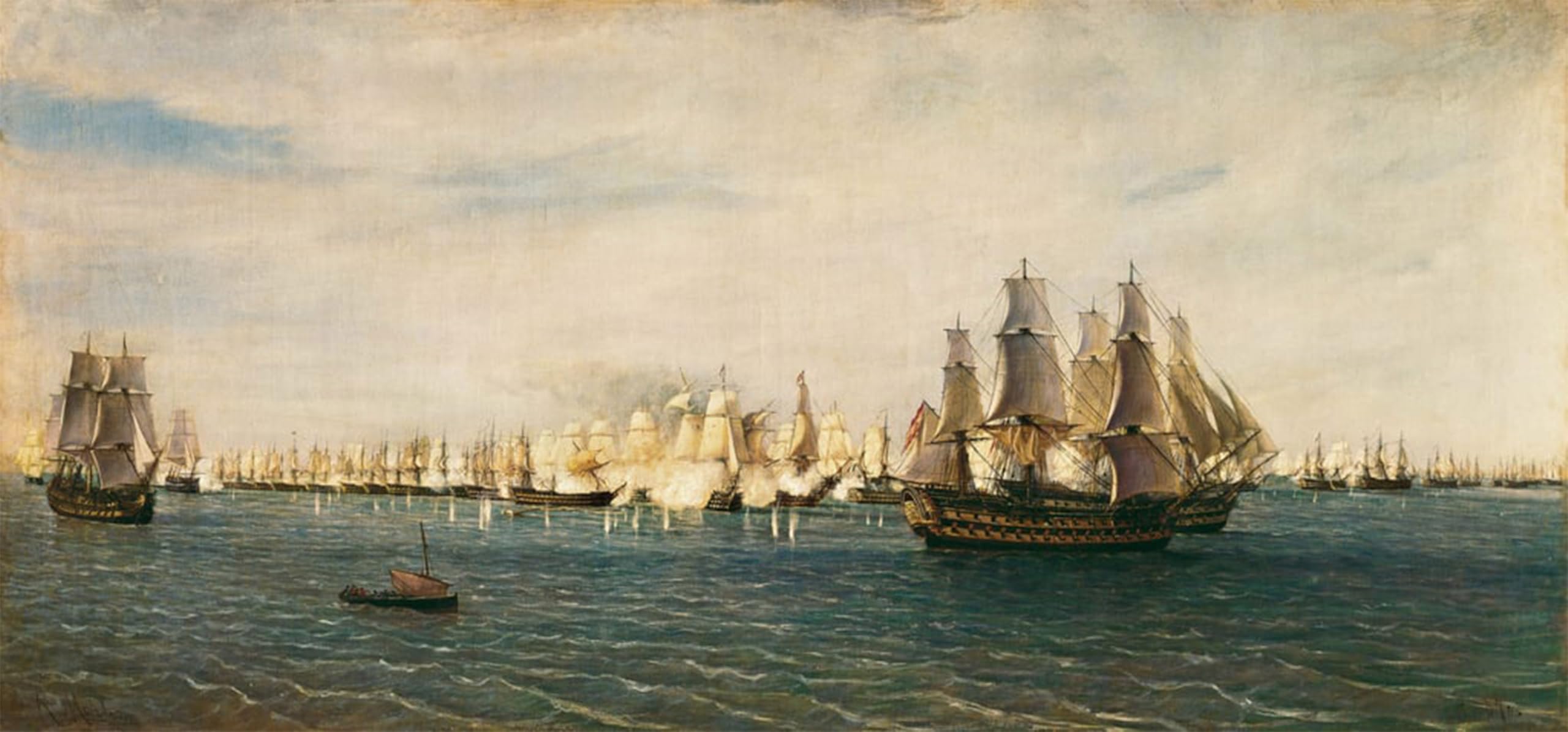 ARTXLXXBN Famous Painting Art Wall Decor Abstract Art Picture the Battle of Trafalgar October by Rafael Monleon Y Torres Animal Pictures for Home Decor 60x90cm
