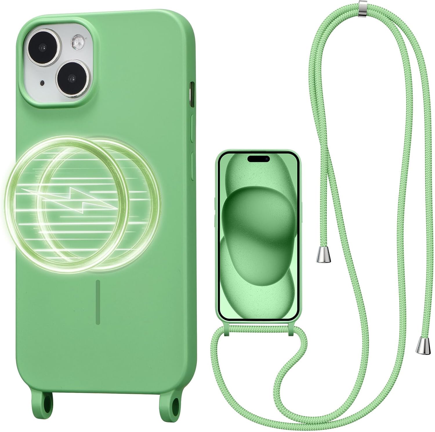 Crossbody Case for iPhone 14 Plus/15 Plus 6.7",Cedar Green
