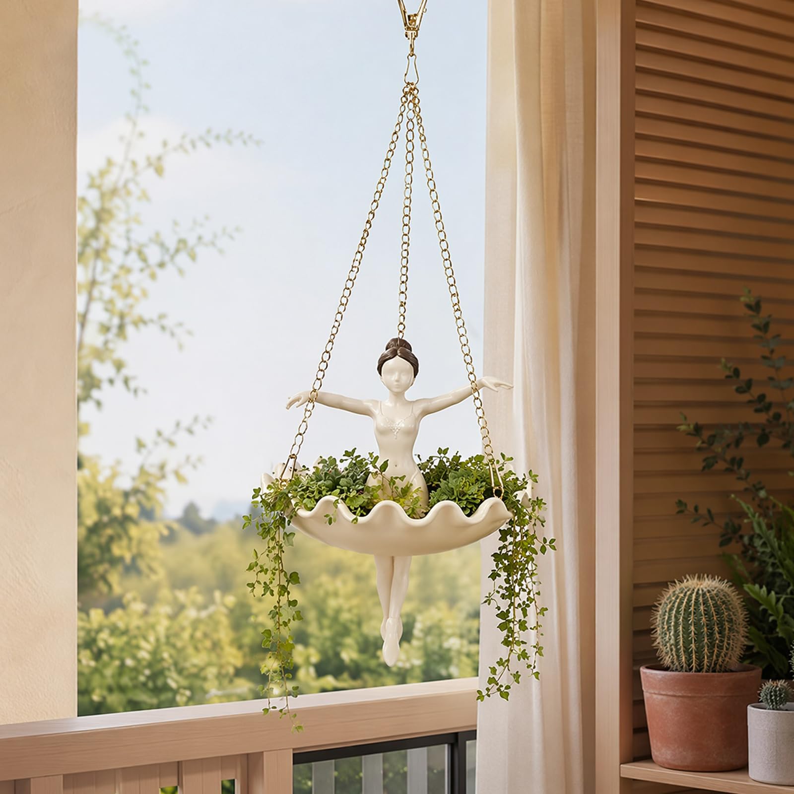 Ballet Dancer Resin Hanging Planter Hanging Flower Pot Trailing Plants