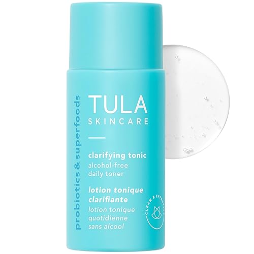 Miniatura 1 de TULA Skin Care - Tónico clarificador diario sin alcohol, tóner facial de viaje para exfoliar y apretar suavemente los poros, contiene hamamelis y
