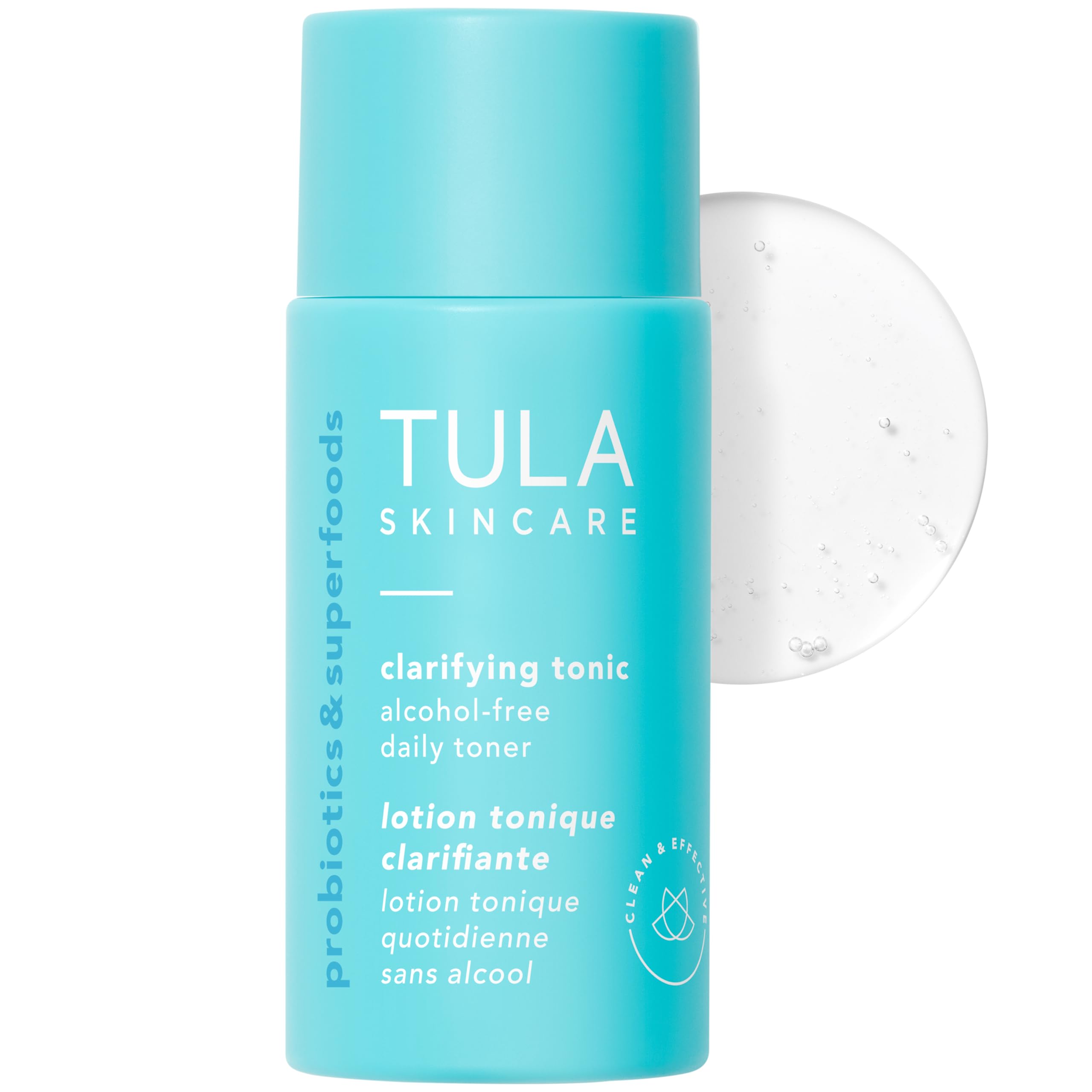 TULA Skin Care Mini Clarifying Tonic Alcohol-Free Daily Toner - Travel Face Toner to Gently Exfoliate and Tighten Pores, Contains Witch Hazel and Niacinamide, 0.68 Fl Oz.
