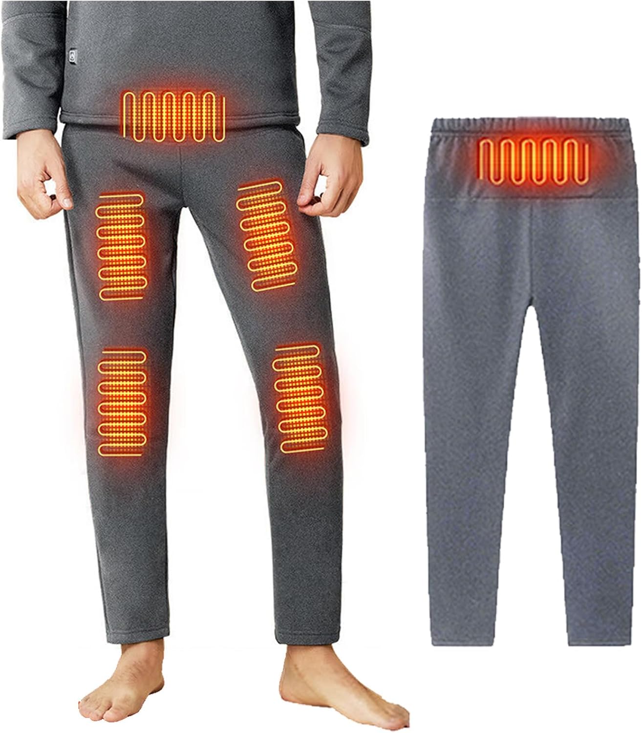 Heated Pants for Men Heated Underwear Bottoms Warm Fleece Lined Long Johns Leggings Winter Base Layer
