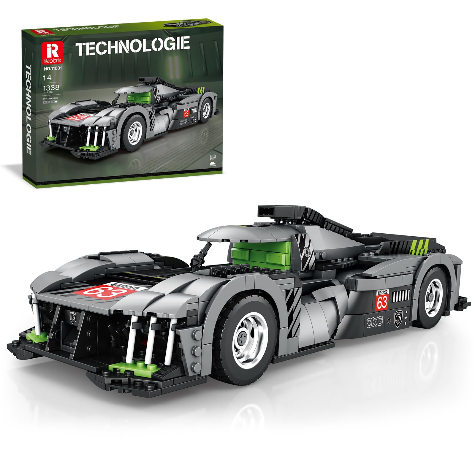 Reobrix 11031 Peugeot 9X8 Building Blocks Set, 1:12 Scale Model