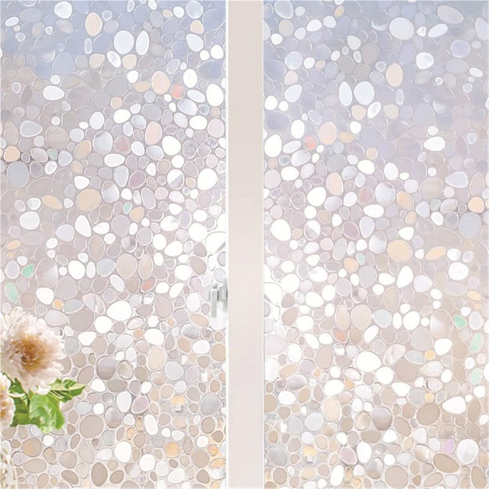 SHALLEZSOU Window films Rainbow Stained Glass Window Film Look Frosted Privacy Stickers Static Cling Adhesive Shower Windows Decoration