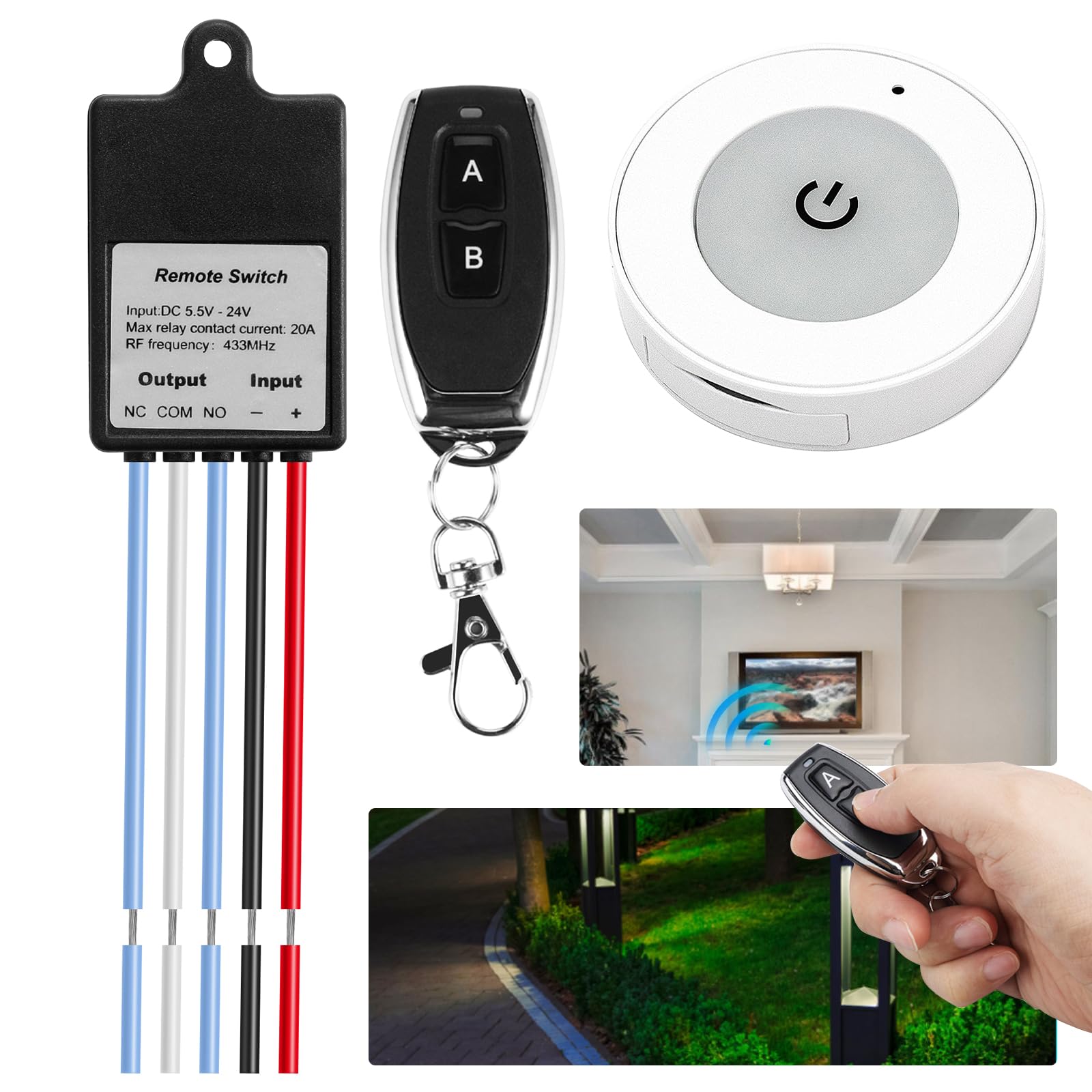 Interrupteur à Distance Sans Fil 12V-72V 30A - Télécommande Longue Portée 100-3000m Pour Portes De Garage