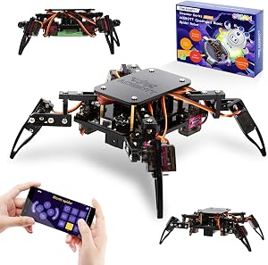 Kits de science et de robotique ACEBOTT pour adultes, kit de construction de robot araignée ESP8266, contrôle à distance par application, jouet éducatif amusant pour garçons, filles, adolescents et adultes de 12 ans et plus, cadeaux uniques.