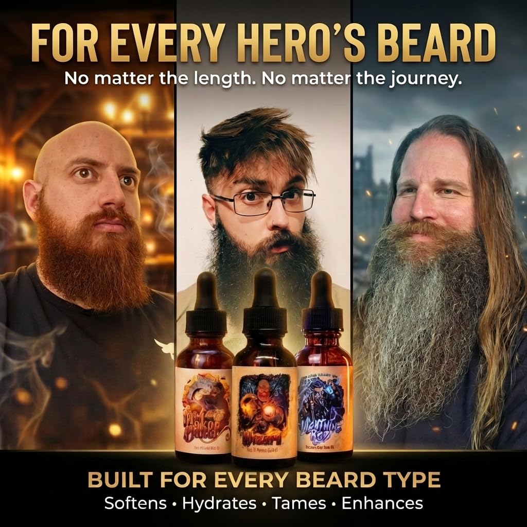 Fable Beard Co. Beard Oil - Arcane Confections Collection, Doughnuts, Buttercream & Fruity Cereal, Natural Beard Oil for Men with Jojoba & Argan Oils, Vitamin E, Beard Softener, Made in USA (3 Fl Oz)