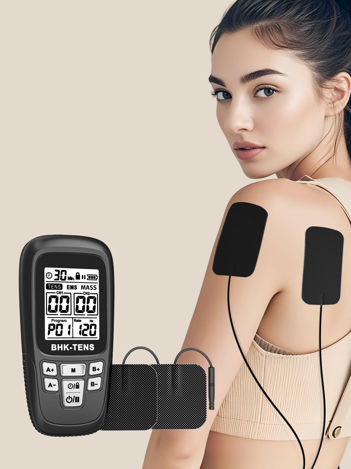 Stimolatore muscolare EMS, per alleviare il dolore alla schiena, mini macchina TENS KR280 bianco (nero)