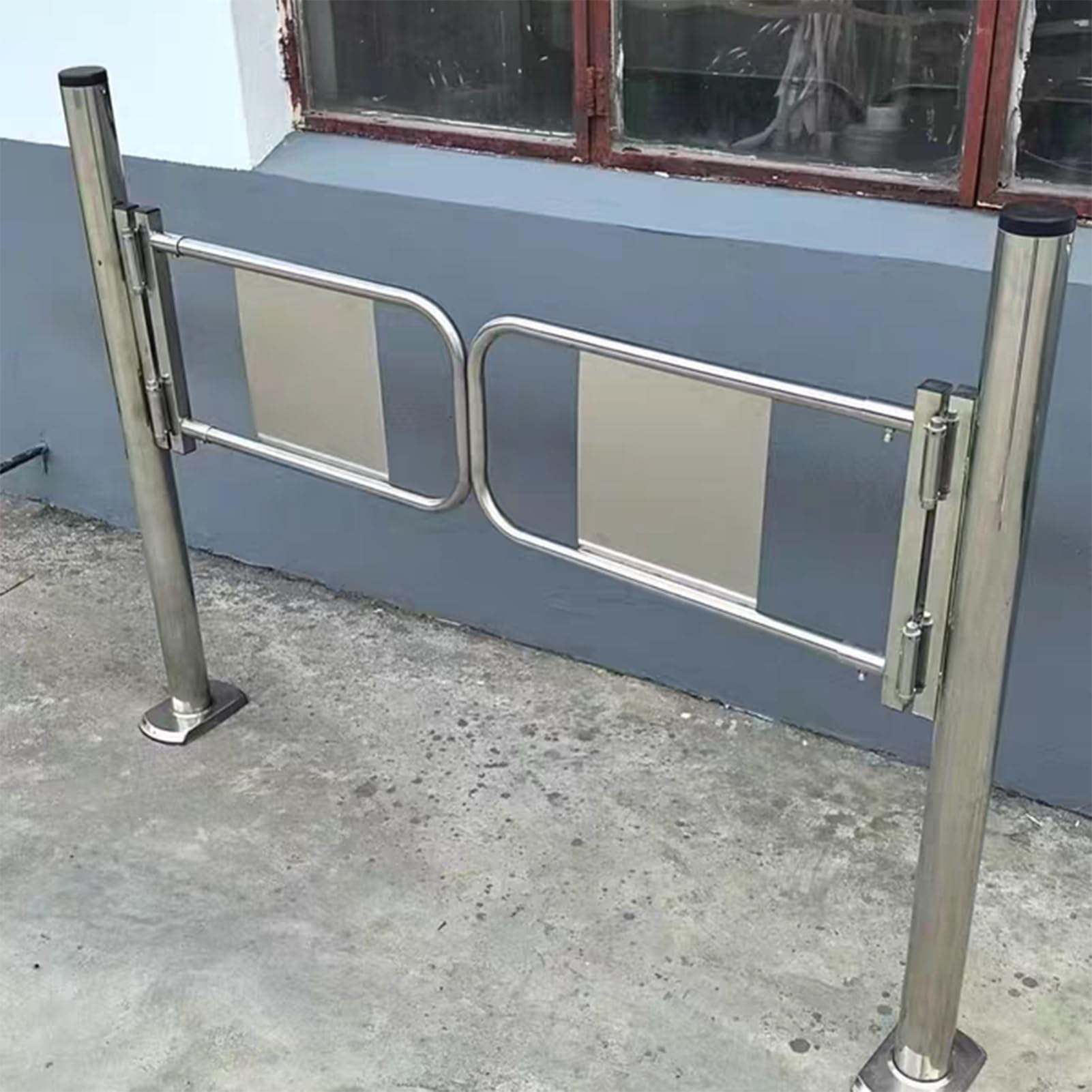 Générique Portillon de sécurité pivotant unidirectionnel en Acier Inoxydable, Porte d'accès Manuelle à 90° pour supermarchés, usines et bibliothèques - À Ressort, Durable, Dimensions 1,2 x 1 m