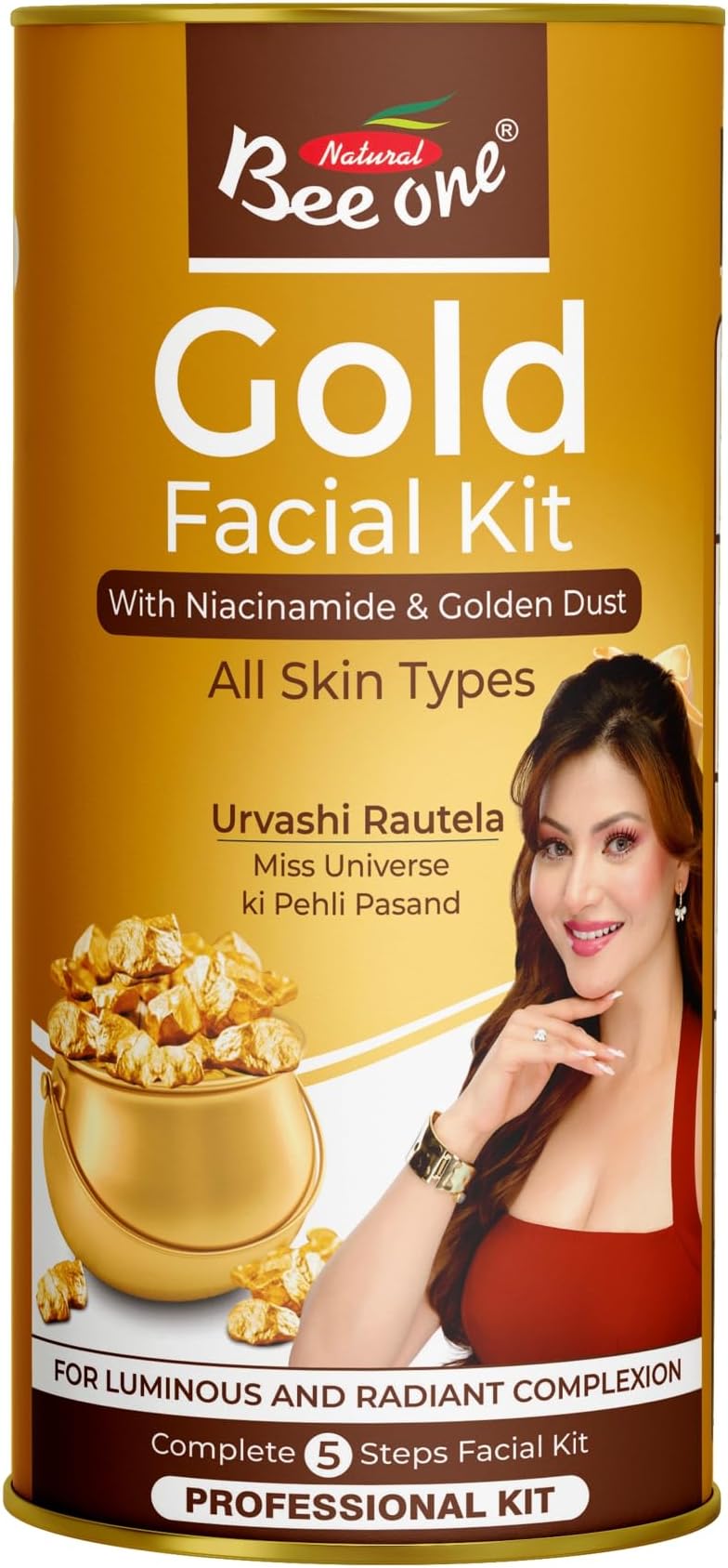 Bee One 24K Gold Facial Kit (1100g) | 5 Steps Premium Salon Style Facial At Home | Hydrating & Nourishing | Bright & Instant Glow | Exfoliates, Anti-Aging Formula | Suitable for All Skin Types