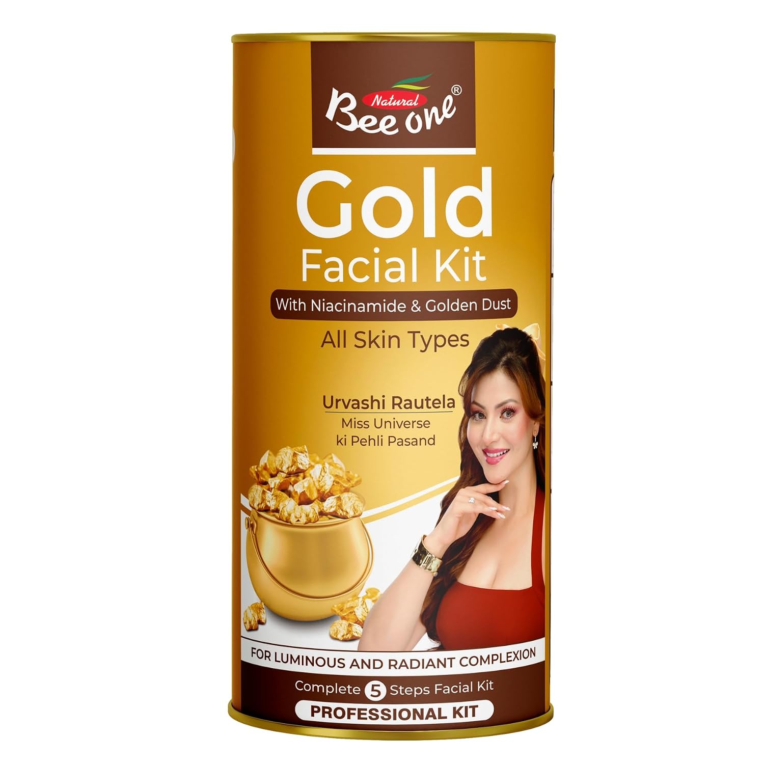 Bee One 24K Gold Facial Kit (1100g) | 5 Steps Premium Salon Style Facial At Home | Hydrating & Nourishing | Bright & Insta...