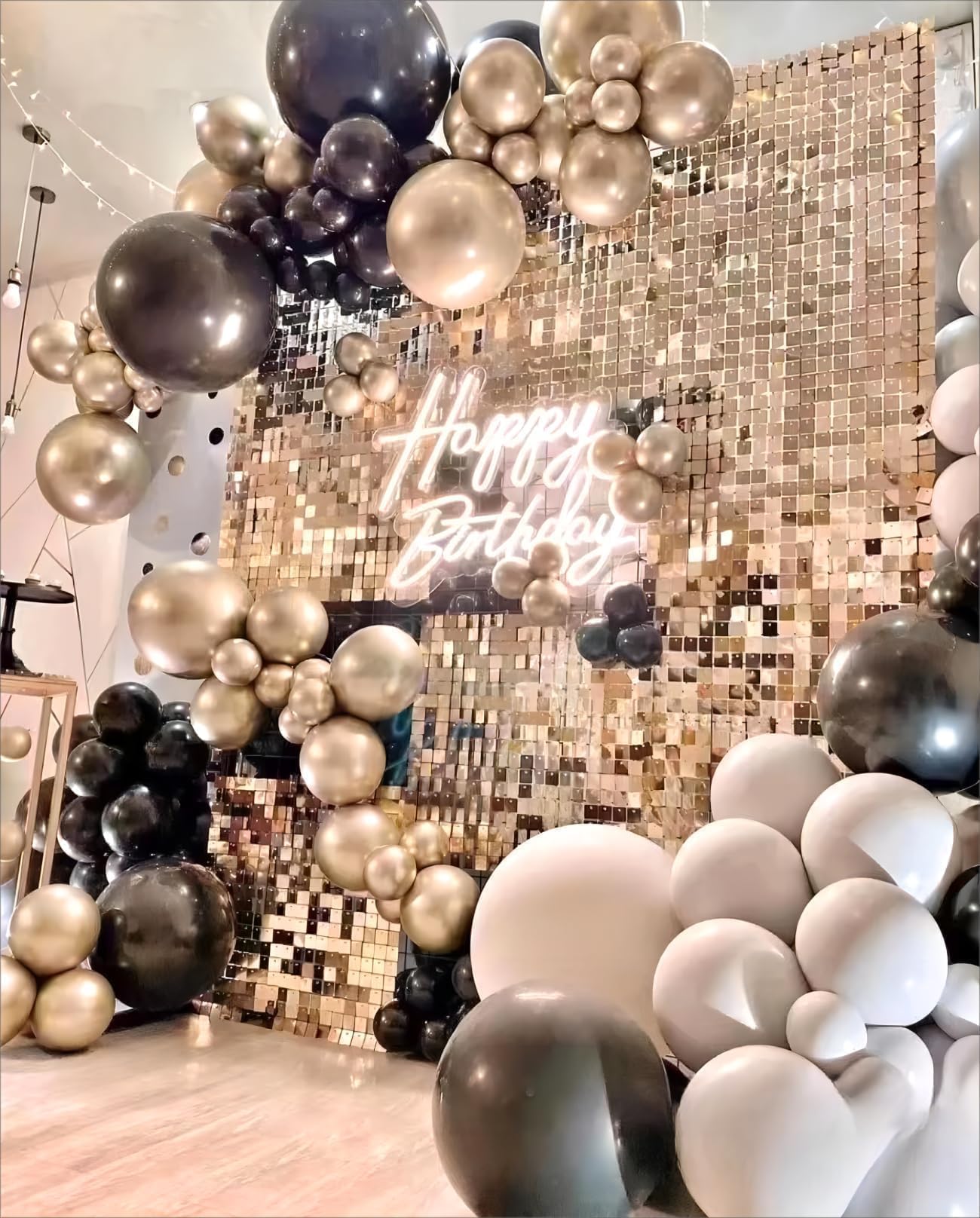 2.5M & 1.5M Ballonbogen Kit with Champagner Gold Schimmer Wand Hintergrund, für Hochzeit, Geburtstag, Graduierung, Jahrestag, Weihnachten, Halloween