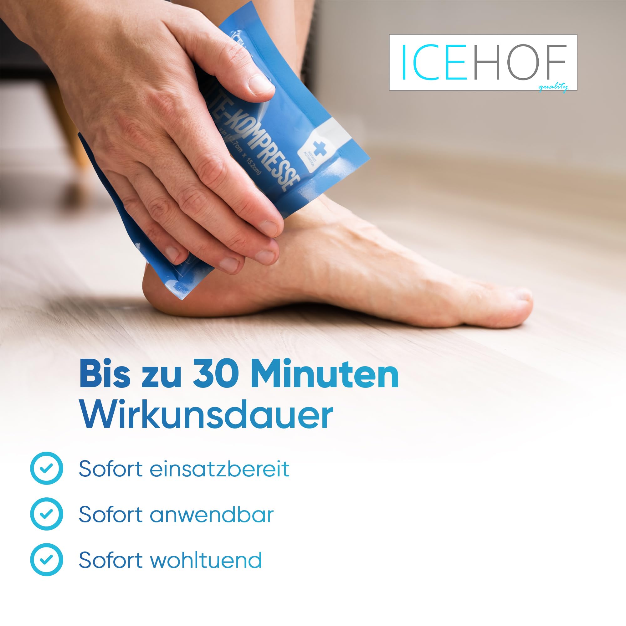 ICEHOF Almohadillas de refrigeración para doblar – 50 compresas frías instantáneas – 15,3 x 12,7 cm – compresas de refrigeración desechables para viajes – Paquete de refrigeración para doblar