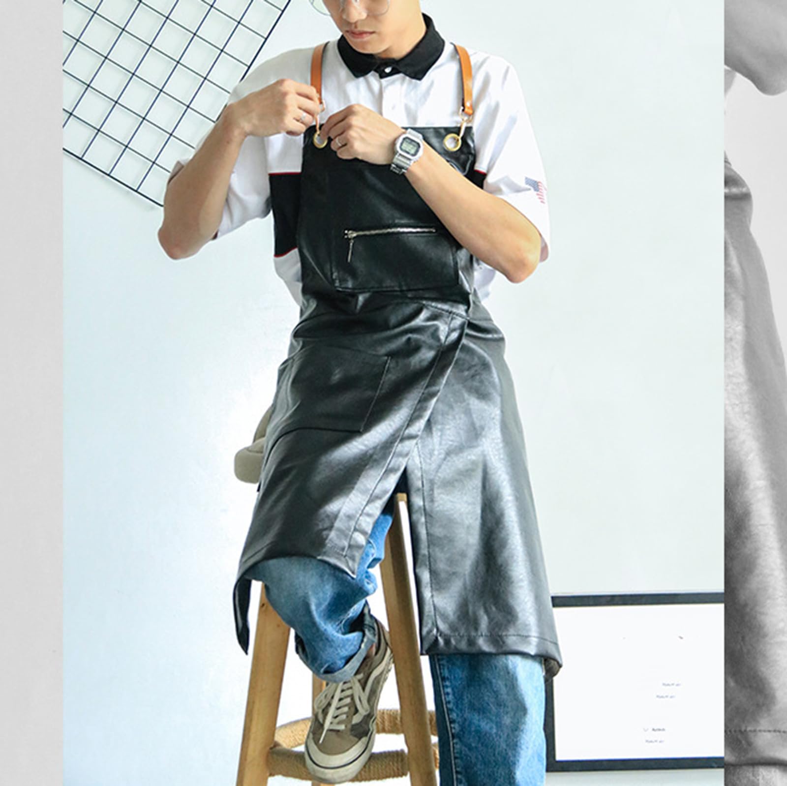 Tabliers, Tablier de chef imperméable for homme et femme, tablier cuisine avec poches for cuisiner, coiffer ou travailler
