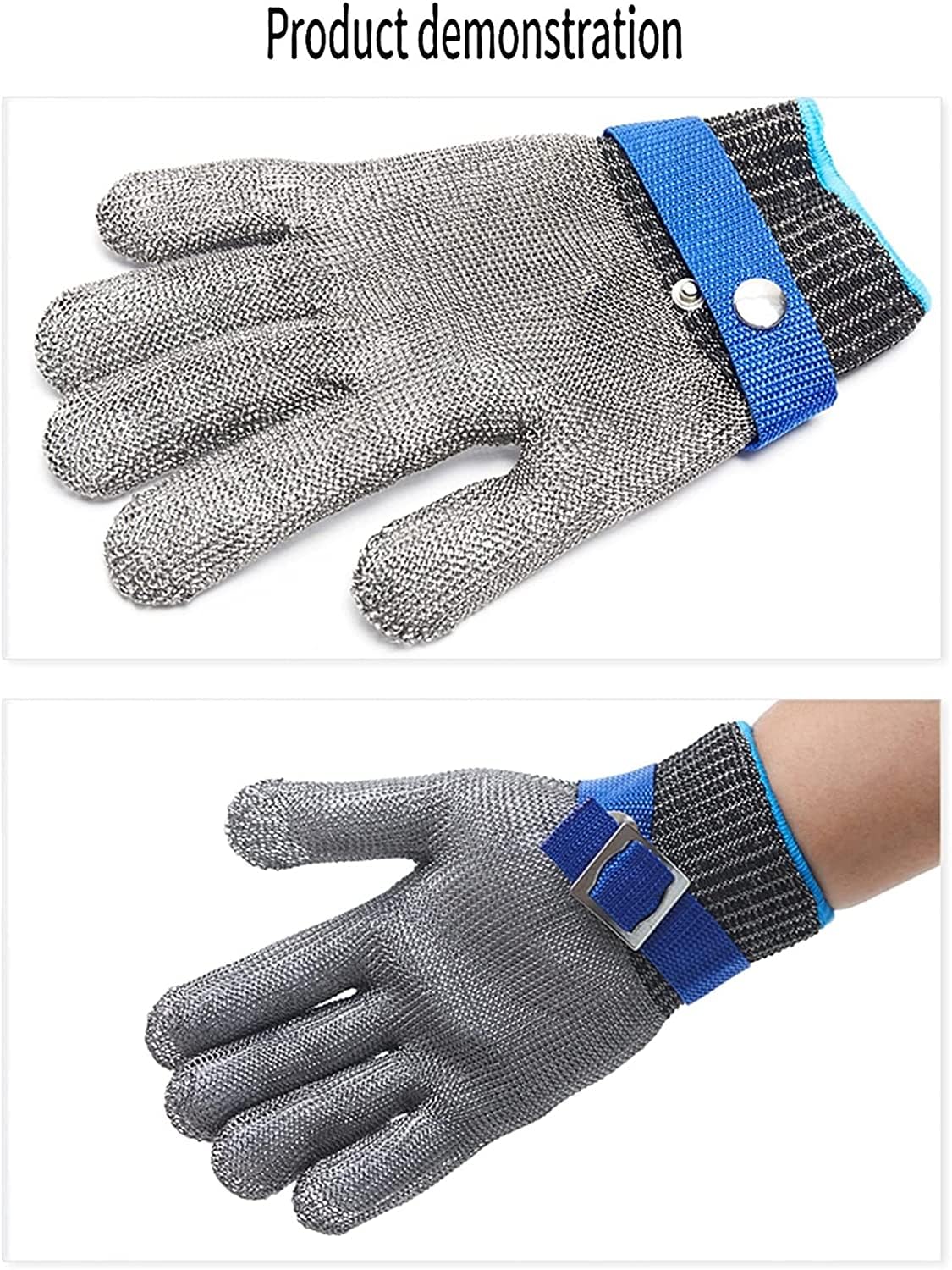 Gants anti-coupures Les gants résistants aux coupures en treillis métallique de jardin sont des gants de travail de sécurité qui protègent les doigts. Convient aux machines de jardinage de cuisine(6pc