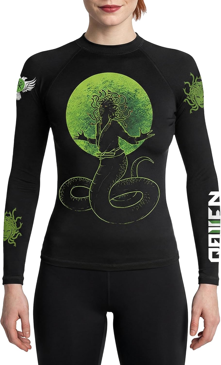 Raven Fightwear Women's Medusa Rash Guard MMA BJJ Black