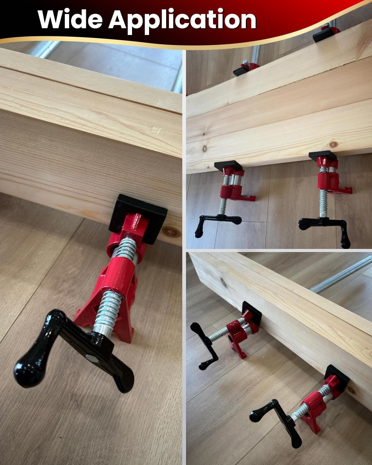 Pipe Clamps 3/4 inch Pipe Clamps for Woodworking Ideal for Carpentry, Home Improvement, and DIY Projects (3/4" with Feet & Pads)