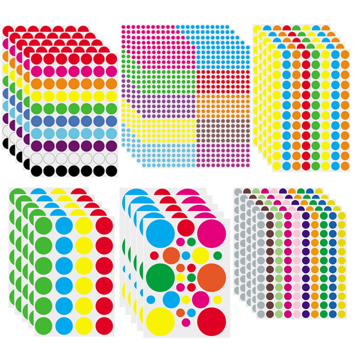 Sponsored Ad – 4440 Pcs Colorful Round Dot Stickers, 30 Sheets Multi-Size Self Adhesive Coloured Sticky Dots, Easy Peel Color Coding Labels Decorative Circle Stickers Marking Labels for Home Office Use