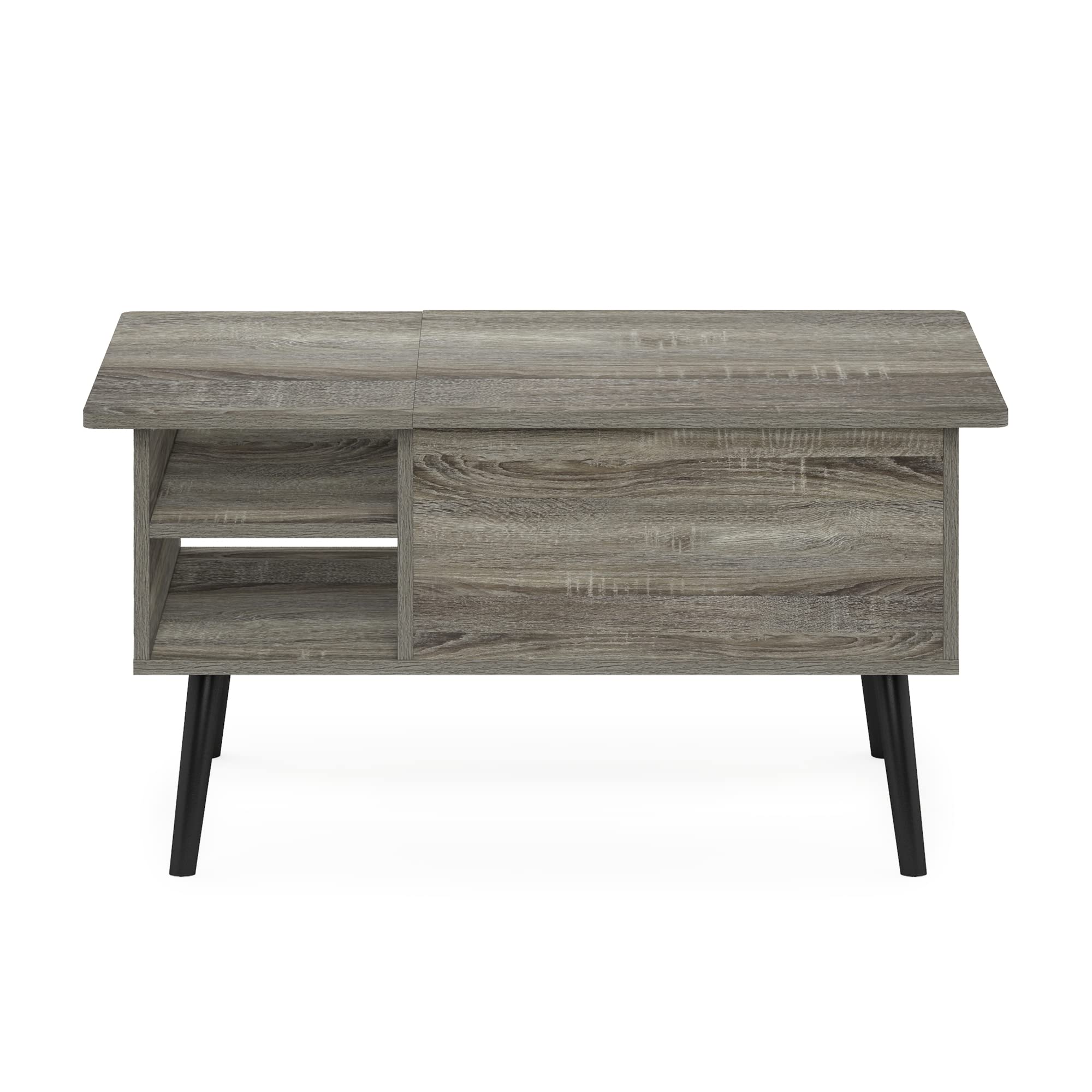 Furinno Mesa de Centro Jensen Lift Top con Patas de Madera, ingeniería, Gris Roble Francés, 48.01 (D) x 89.99 (W) x 47.60 (H) cm