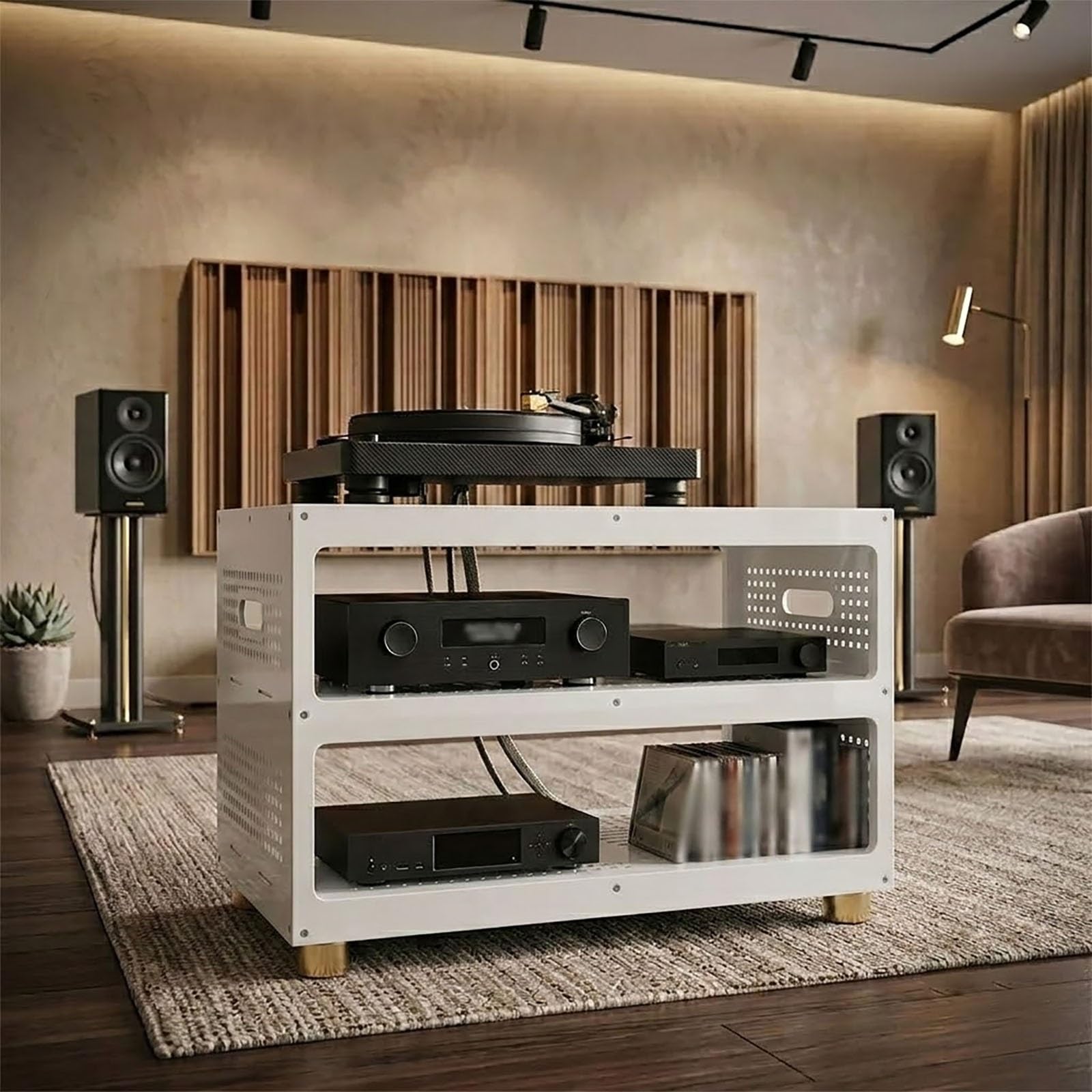 Mueble de audio modular para almacenamiento de consolas y receptores